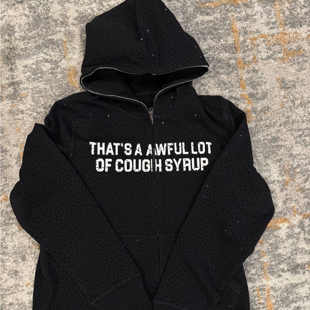 Black Hoodie with White Text